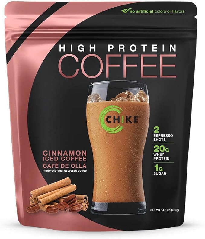 Chike Cinnamon High Protein Iced Coffee 20 G Protein 2 Shots Espresso 1 G Sugar Keto Friendly and Gluten Free 14 Servings (14.8 Ounce)