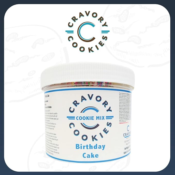 The Cravory: Bake Your Own Cravory Birthday Cake Cookie Mix - 2 Jars - Makes up to 14 (2oz.) Homemade Gourmet Cookies per Jar - Mix Bake and Serve as a Homemade Dessert Snack or Baked Goods