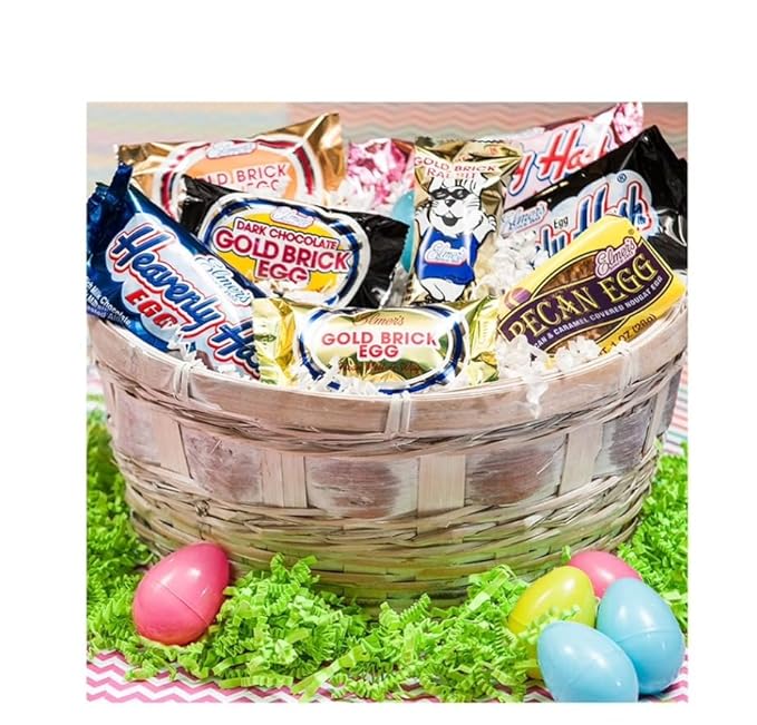 Emer's Easter Chocolate Eggs Assortment Gold Brick Heavenly Hash Pecan Individually Wrapped 10 Count (Milk &amp Dark Chocolate Gold Brick)