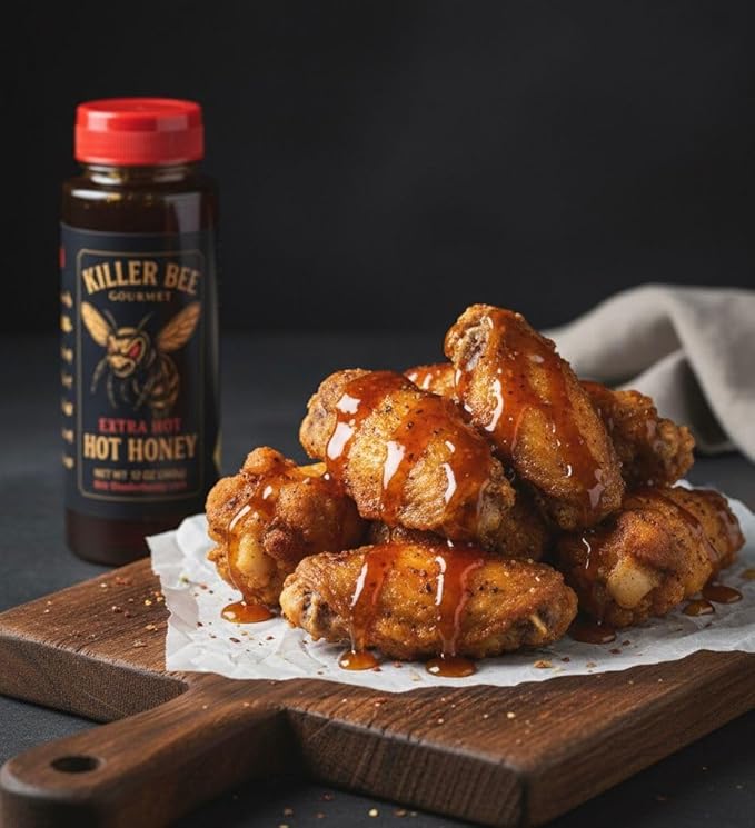 KILLER BEE Gourmet HOT Honey 12oz– Duo Variety Pack: HOT &amp EXTRA HOT | 100% Pure Honey Chili Pepper Infused (2 Pack)