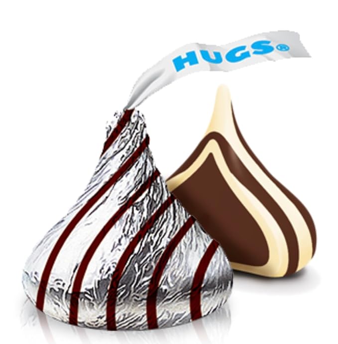 Yummy Chew Hershey Hugs Bulk Candy - 2lb of Individually Wrapped Hershey Hugs White Chocolate Candy - Hershey Kisses Hugs Candy - 2 Pound Bulk Hugs Kisses Candy Full Size