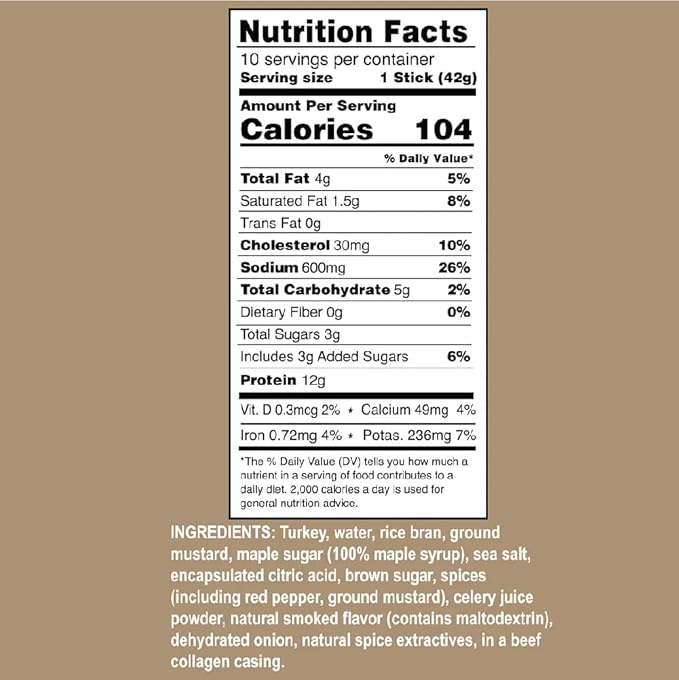 Ostrim Turkey Meat Snack Sticks - Maple Brown Sugar &amp Applewood - Pack of 20 (10 of each flavor)