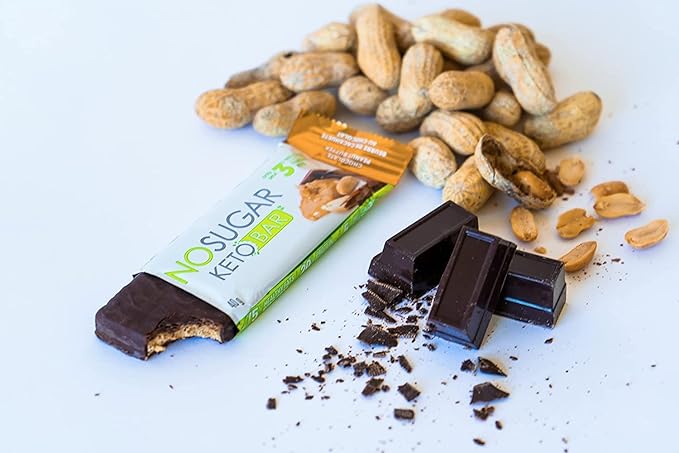 No Sugar Keto Bar Snack - Low Carb No Sugar Keto Snack Food with Keto Friendly Macros (24 x 1.41oz Bars Peanut Butter)