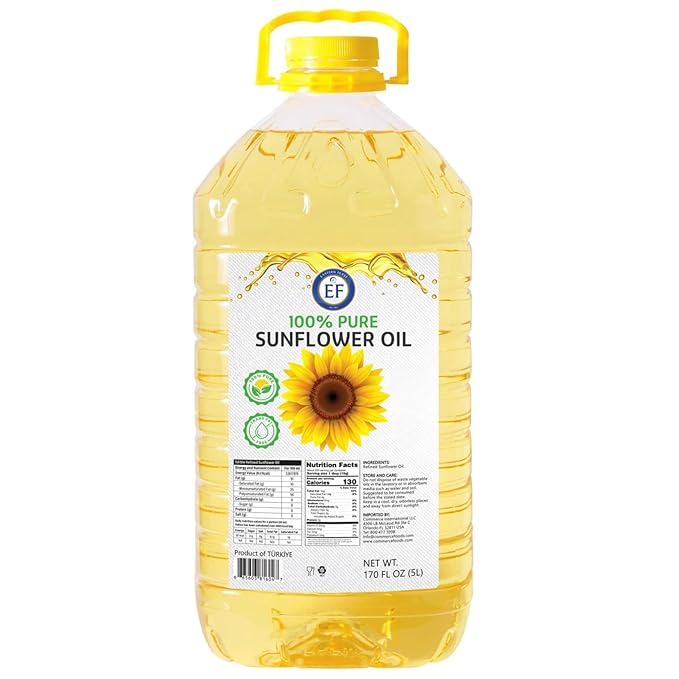 Eastern Feast - 100% Pure Sunflower Oil (5 L) 1.32 Gallon High Heat Neutral Cooking Oil