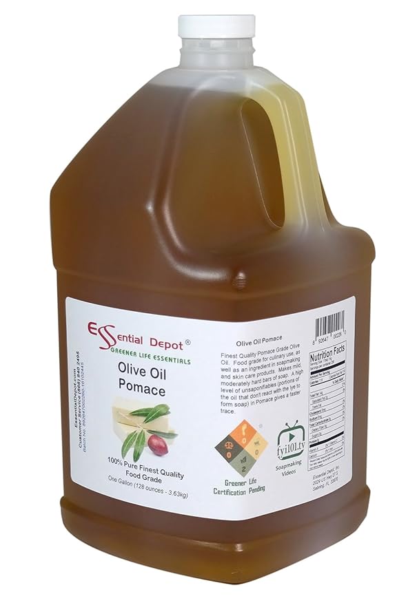 Essential Depot Olive Oil - Pomace Grade - Food Grade - 1 Gallon - 128 oz - Safety Sealed HDPE Container with Resealable Cap