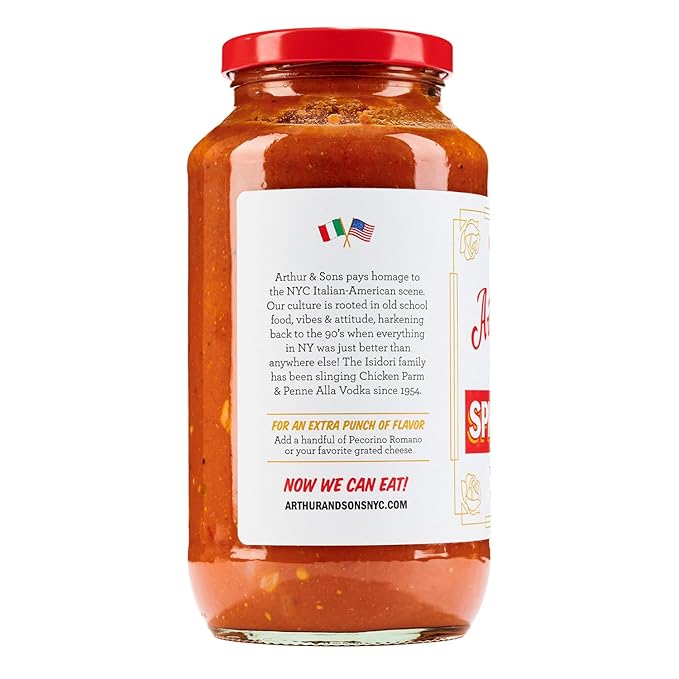 Arthur and Sons Spicy Vodka Sauce - Creamy Italian Recipe with a Kick Premium Quality All-Natural Ingredients Non-GMO Gluten-Free Perfect for Pasta Pizza and Cooking - 2 Pack (48oz)