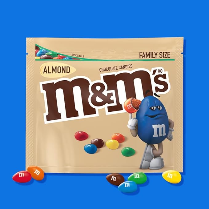 M&ampM’S Almond Milk Chocolate Candy Sharing Size 8.6 Ounce Chocolate Candy Bulk Pack of 8