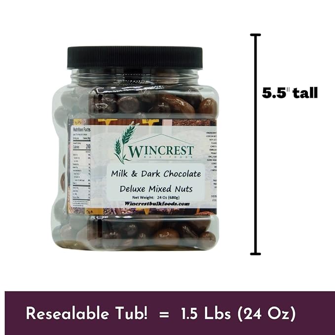 Milk &amp Dark Chocolate Deluxe Mixed Nuts - 1.5 Lb Tub