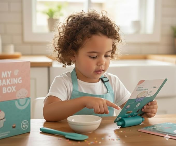 My First Dessert Recipe Box for Kids: Montessori-Inspired Easy-to-Follow Recipes with Visual Guides. Cookbook for Kids Ages 4+ with Storage Box and Recipe Stand.
