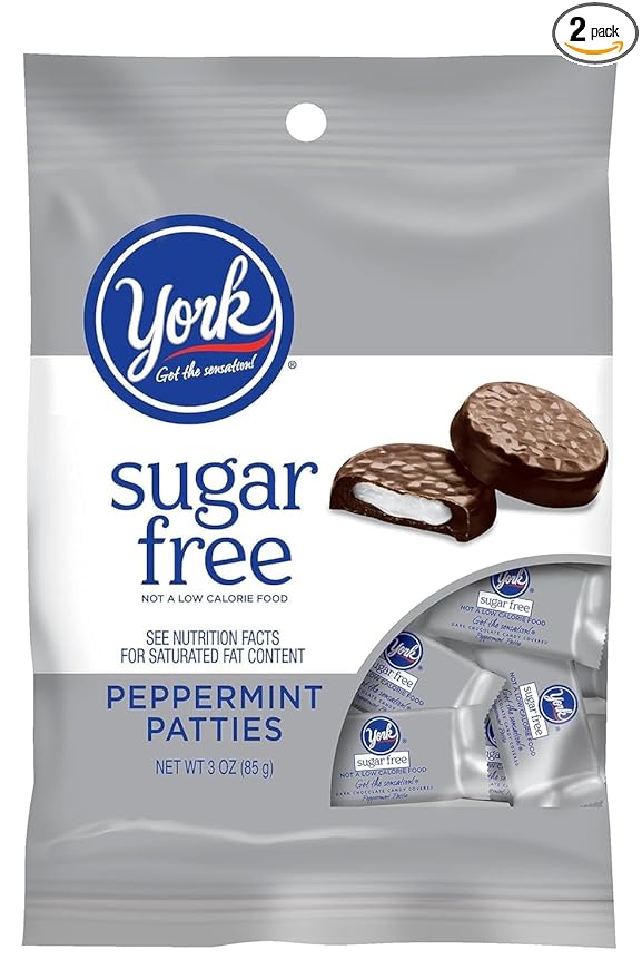 Zero Sugar Peppermint Patties Chocolate Covered Mint Candy Aspartame-Free 3 oz Bag Low Calorie Treats Gluten-Free (Pack OF 6)