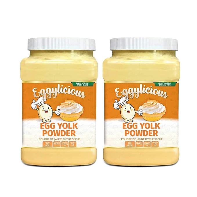 Eggylicious - PACK of 2 - Egg Yolk Powder Dried Natural Protein Powder Made from Fresh Eggs PasteurizedSmoothies Non-GMO No Additives Used for Baking1lbs(16oz)