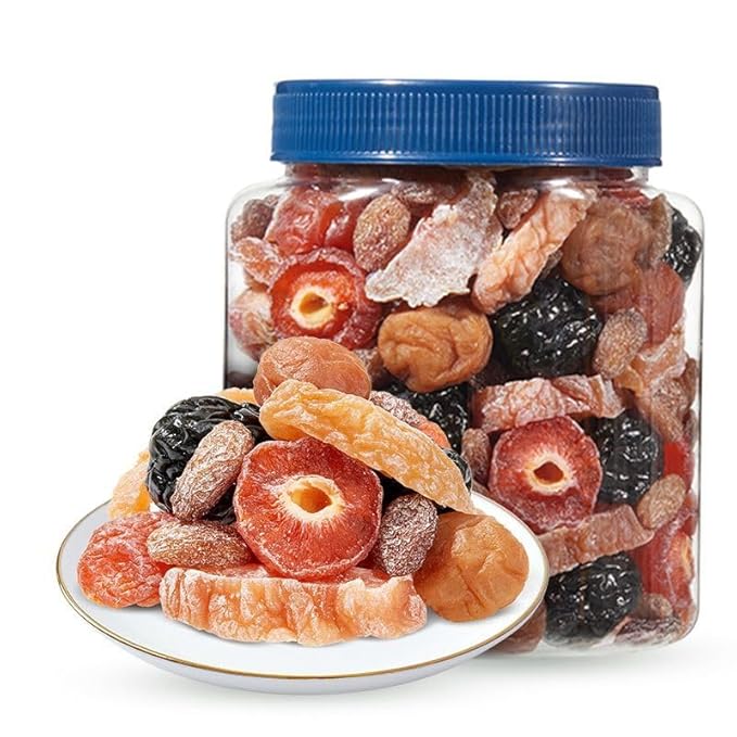5 types of sweet and sour preserved plums 450g/can mixed with candied dried fruits black plums grape dried fruits Huameifruit snacks afternoon tea (2 can)