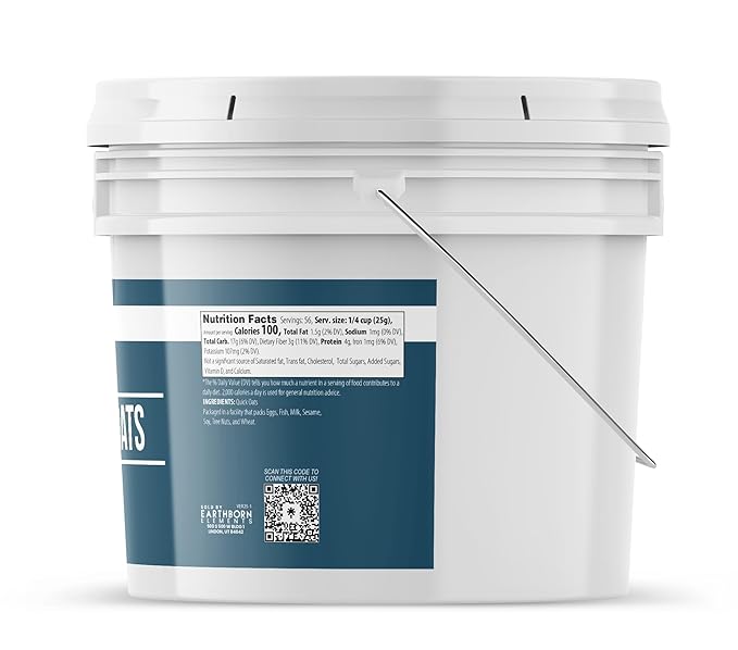 Earthborn Elements Quick Oats 1 Gallon Bulk Size Quick Breakfast Whole Grain Oats