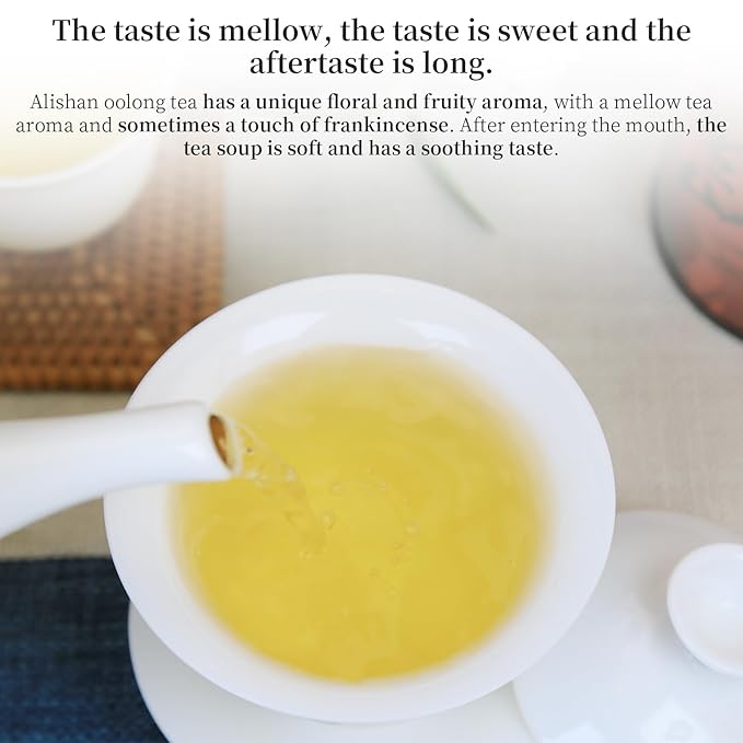 XIXICHA Alishan Oolong Tea Loose Leaf Grade AAA Taiwan High Mountain Gaoshan Ulong Tea Taiwan Tea Taiwanese Green Oolong Tea Floral and Fruity Aroma（120 cups） 5.29oz/150g 阿里山 乌龙茶