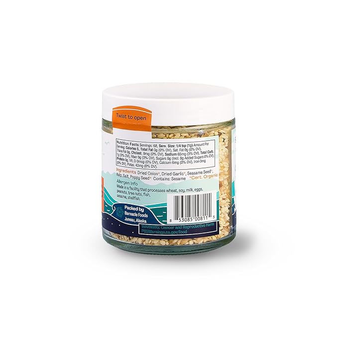 Barnacle Foods Kelp Seasoning Variety Pack | 2.5 oz. | Everything Bagel &amp Furikake Rice Seasoning | Great Spice for Cooking Meals &amp Snacks | Made in Alaska | 2 Pack
