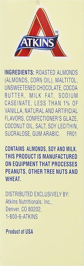 Atkins Endulge Treat Chocolate Covered Almonds. Rich &amp Crunchy. Keto-Friendly.1 Oz 5 Count (Pack of 4)