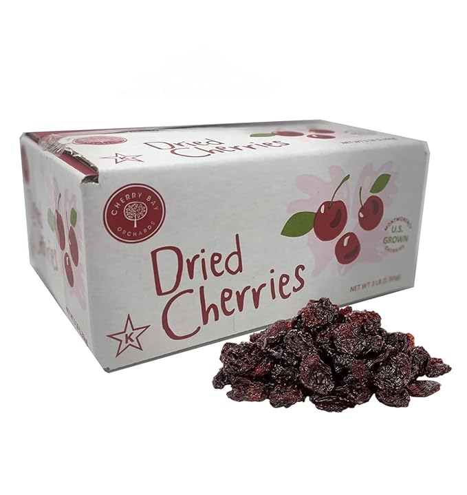 Cherry Bay Orchards Dried Bulk Cherries (3 lb box): Tart Montmorency Cherries-Domestic Natural Kosher Gluten-Free and GMO Free - No Additives - Great Snack Full of Antioxidants