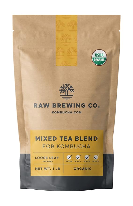 Kombucha.com Certified Organic Loose Leaf Tea - Kombucha Brewing Blends (Black/Green/White Tea Blend 1 Pound). Makes up to 50 gallons.