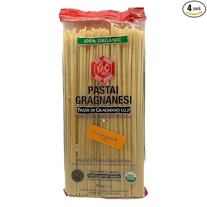 Linguine Organic Italian Pasta di Gragnano | I.G.P. Protected | 17.6 Ounce | 500 Gram | Pack of 4