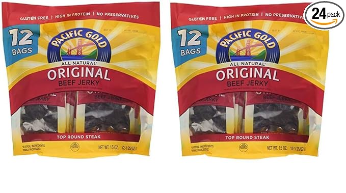 Pacific Gold Original Beef Jerky Value Pack - 2 Bags of 12 - 1.25 oz per Bag Bag - Total 24