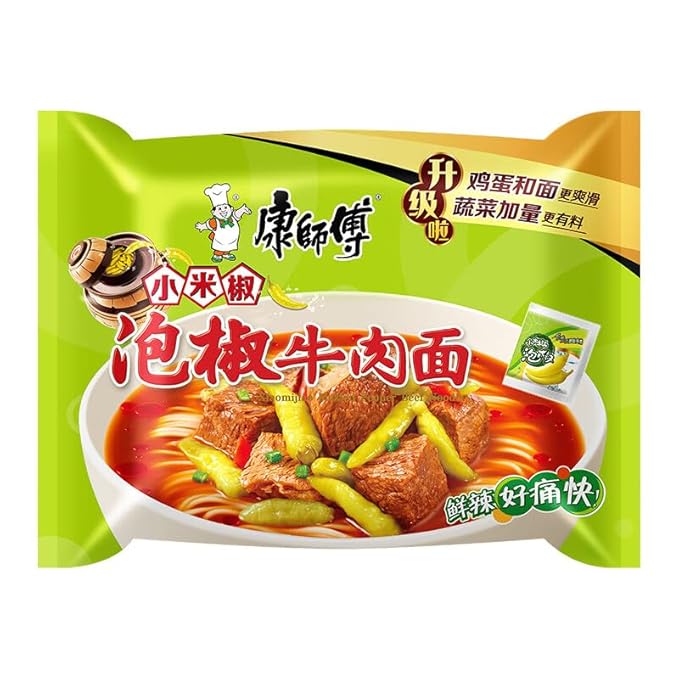 康师傅 方便面 泡椒面五连包104g*5袋 泡面袋装速食 方便食品 kangshifu Chinese food instant noodles 104g*5 bags
