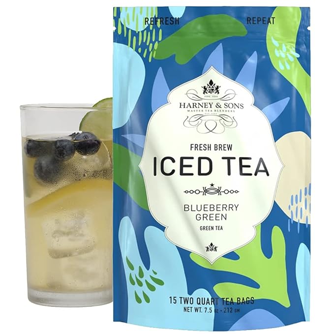 Harney &amp Sons Blueberry Green Fresh Brew Iced Tea | 15ct Brews up to 30 quarts of Iced Tea
