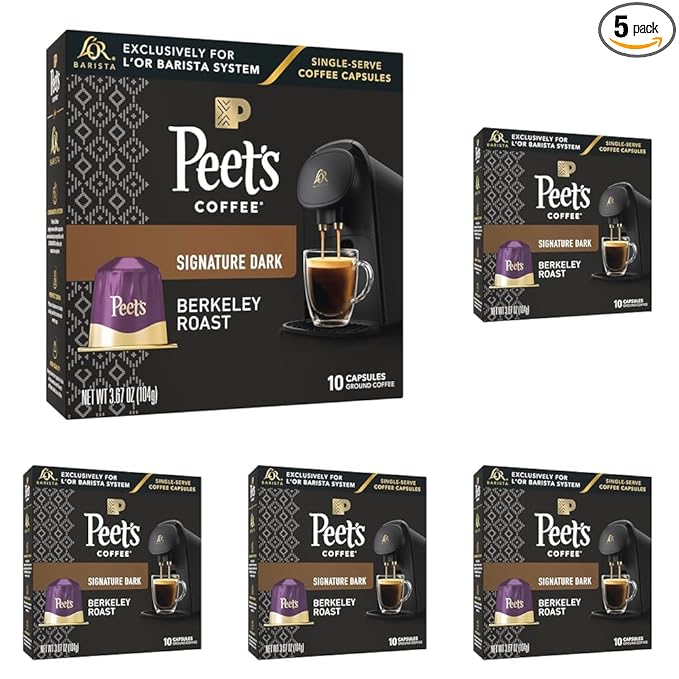 L'OR Barista Coffee Pods 50 Count Peet's Berkeley Single-Serve Aluminum Capsules Compatible with the L'OR BARISTA System&amp *Nespresso Original Machines 50 Count (Pack of 5)