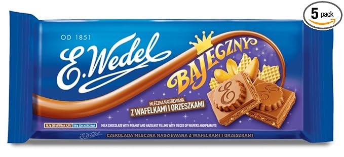E.Wedel Bajeczny Milk Chocolate with Peanut Filling 3.5 Ounce (Pack of 5)