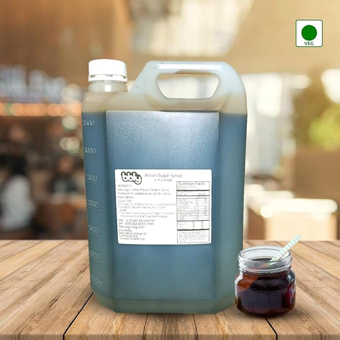 BBLY Brown Sugar Syrup 11 lbs Bottle Premium Cane Sugar Syrup for Bubble Tea Milk Tea Coffee Matcha Latte Pancakes Ice Cream Japanese Desserts Rich Caramel Flavor Sweetener for Cafés Home Use