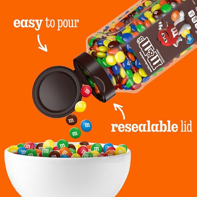 M&ampM's Milk Chocolate Bulk Candy in Resealable and Recyclable Jars Party Size Assorted Chocolate Candies Movie Night Snacks Candy Buffet 25.5 Oz Each2 Count (Pack of 5)
