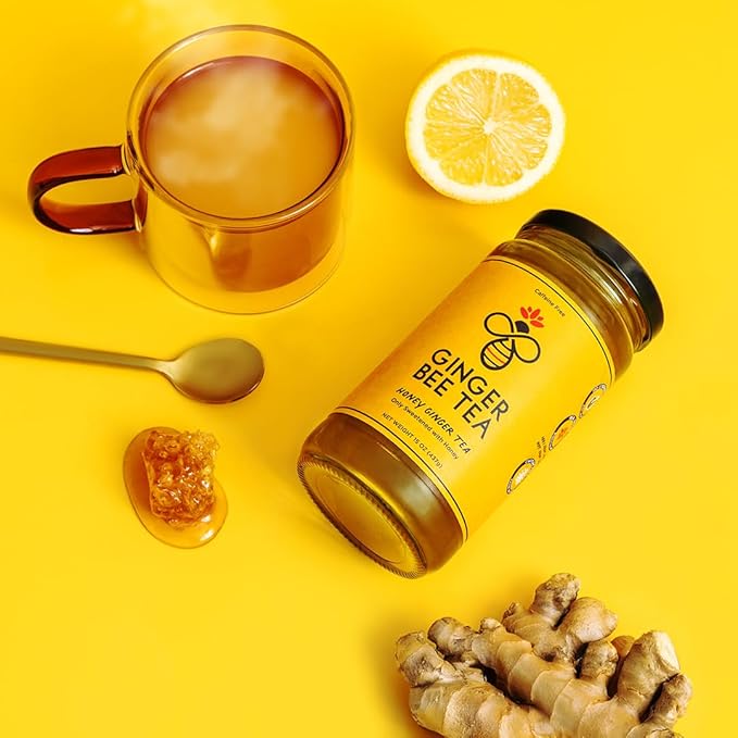 Ginger Bee Tea – 19 Servings of Soothing Honey Ginger Blend | No Refined Sugars Added | Supports the Bees - 15 oz Jar (2 Pack)