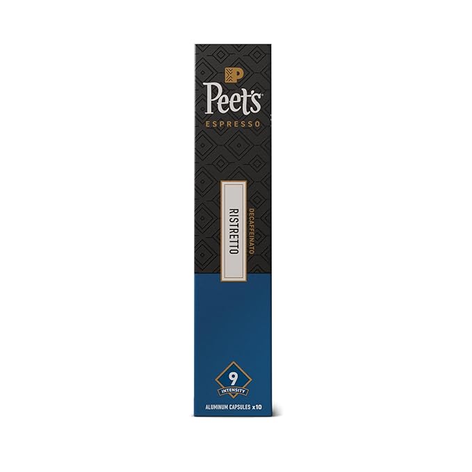 Peet's Coffee Medium Roast Decaf Espresso Capsules Compatible with Nespresso Original Machine Decaffeinated Arabica Coffee - Decaf Ristretto Intensity 10 50 CT (5 Boxes of 10 Espresso Capsules)
