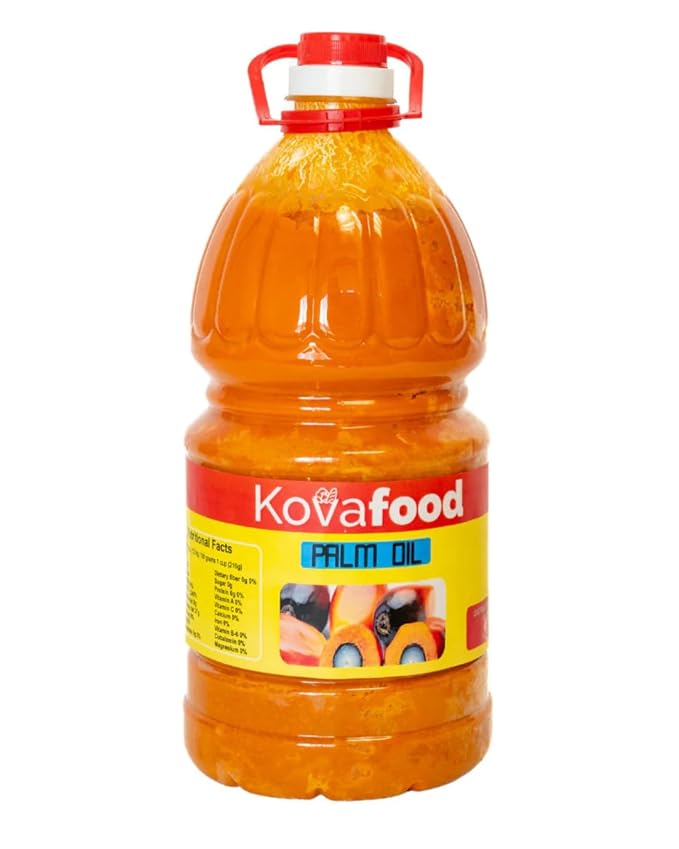 Kovafood Organic Red Palm Oil Pure Natural Palm Kernel Oil 1 Gallon/ 4 Litres. Natural. Cold Pressed. Solid at room temperature.