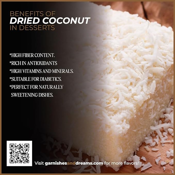 Garnishes &amp Dreams Dehydrated &amp Dried Shredded Coconut (16oz) – Natural Tropical Flakes for Baking Desserts Cocktails &amp Healthy Snacks No Sugar Added Edible Dried Coconut
