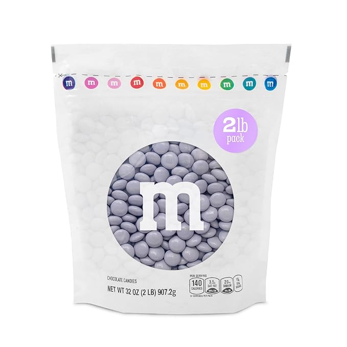 M&ampM’S WORLD Light Purple Milk Chocolate Candy - 2lbs Resealable Purple Candy Pack for Easter Mother's Day Graduations Birthday Parties Weddings Celebrations Birthday Decor and more