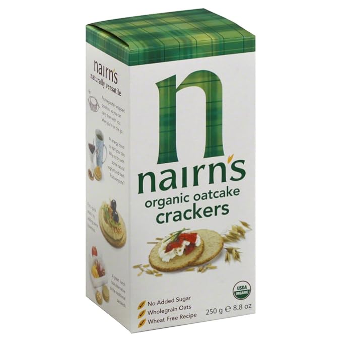 Nairns Organic Rough Oatmeal Cut Oatcake Cracker 8.8 Ounce - 12 per case.