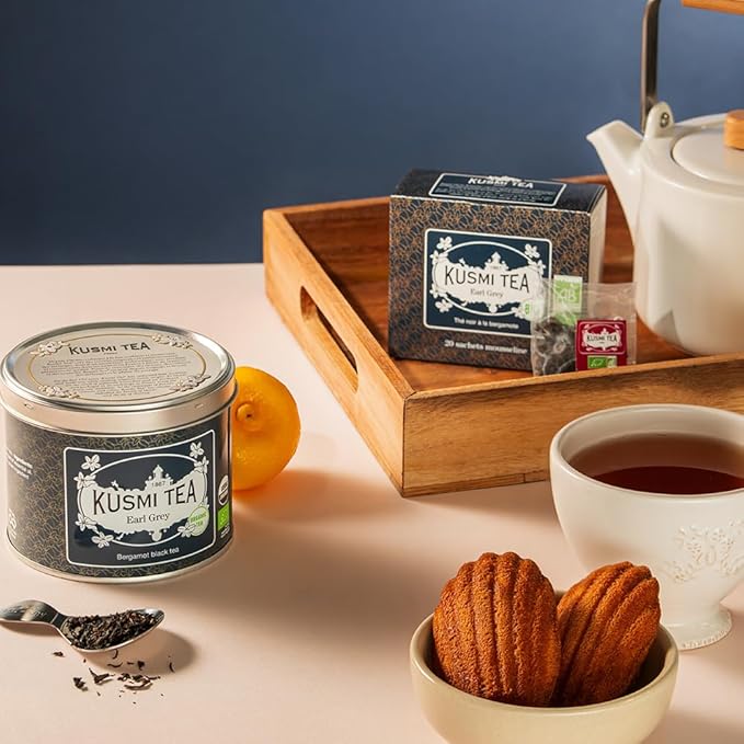 Kusmi Tea - Pack of 2 Boxes of Tea Bags - Earl Grey - Organic Earl Grey Black Tea - Flavored with Italian Bergamot Essential Oil - Strong Robust Caffeinated Tea - 2x20 Tea Bags