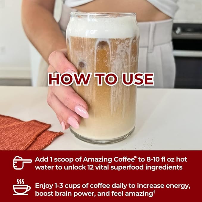 Superfoods Company | Amazing Coffee - Instant Coffee| Mushrooms Superfoods - Hazelnut French Roast - Gluten Free Non-GMO Sugar Free Vegan Keto Friendly [60 Servings]