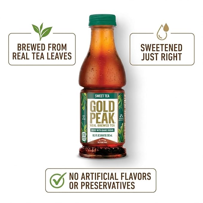 Gold Peak 10-Pack Variety Tea – 18.5 oz Bottles – Extra Sweet Georgia Peach Lemon Sweetened Sweet'd Black &amp Sweet Green – Ready-to-Drink Iced Tea Assortment