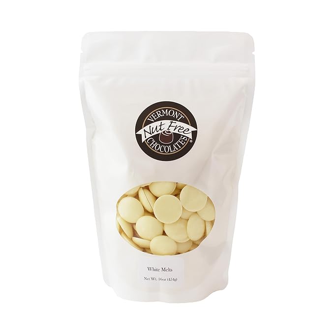 Vermont Nut Free Chocolates Melts (White) 16 Ounces 2 Bags Nut-Free Egg-Free Kosher