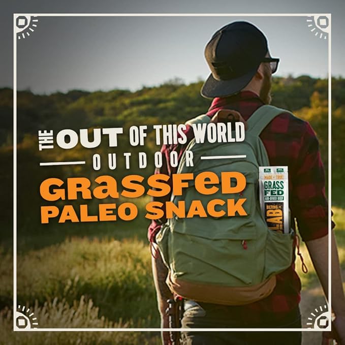 Made by True Garlic &amp Herb Biltong Slab - Grass-Fed Beef Whole Jerky Slab (8 oz Pack of 1) - High-Protein Keto Snack Natural Antibiotic-Free &amp Gluten-Free - Uncut Beef Jerky with Bold Garli