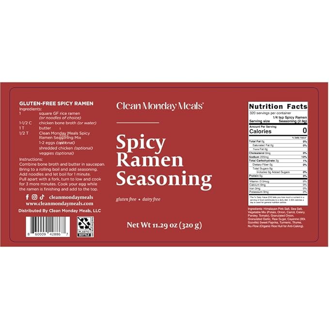 Clean Monday Meals Chicken Beef &amp Spicy Ramen Seasoning Pack | Gluten-Free Dairy-Free Non-GMO | Trio Pack for Noodles Broths &amp Meal Prep