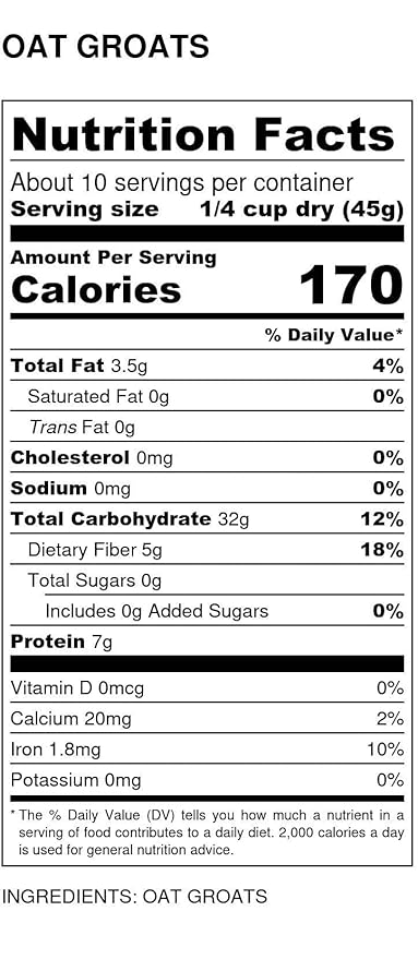 Grain Millers Whole Oat Groats Non-GMO Whole Grain Bulk Delicious Cereal Grain High in Dietary Fiber and Protein 50 lb