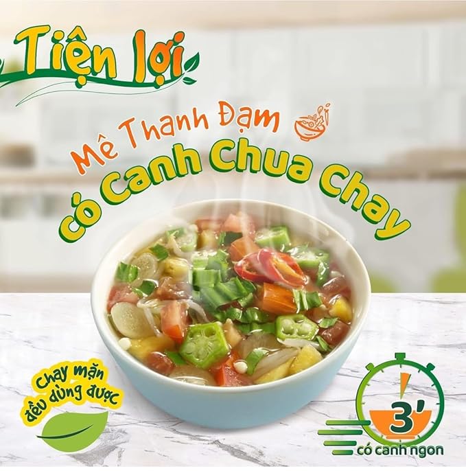 Set 3 canh I-Soup Vietnamese Instant Soup Mix Variety Pack Canh Ngot Thit Bam Canh Chua chay Bamboo Mushroom 3 Flavors