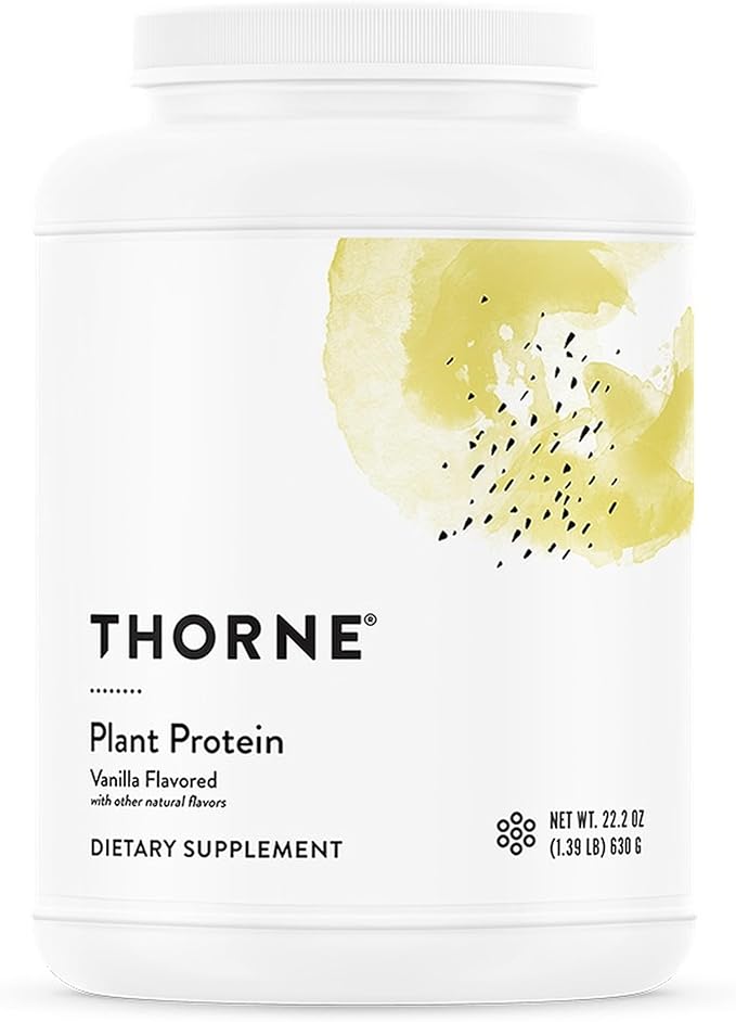 THORNE - Plant Protein - 22 Grams of Vegan Protein Powder - Pea Rice &amp Chia Seed Protein with Complete Amino Acid Profile - NSF Certified for Sport - Vanilla - Gluten-Free - About 20 Servings