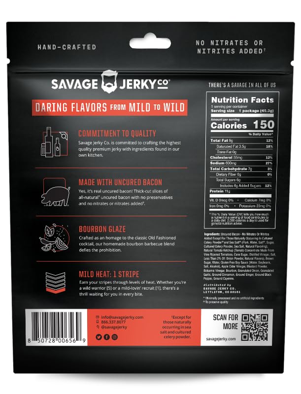 Generic Savage! Jerky Co Jerky Bourbon Glaze 1.6 Oz Pack Of 8