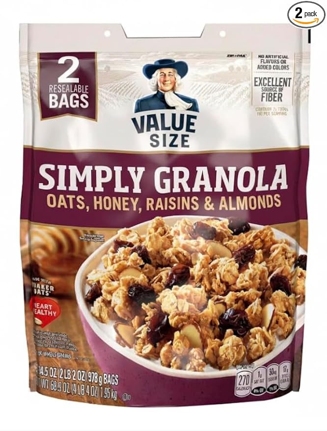 Simply Oats Honey Raisins &amp Almonds Granola 34.5 oz Bags Pack of 2