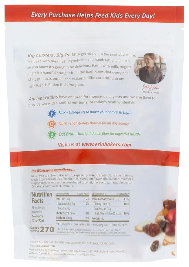 Erin Baker's Homestyle Granola with Ancient Grains-Fruit &amp Nut-2 packs