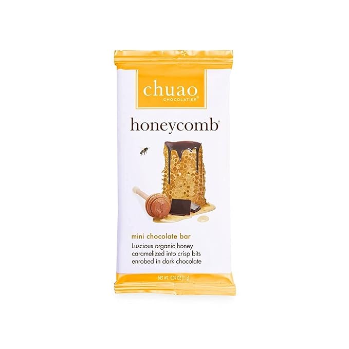 Chuao Chocolatier Honeycomb Dark Chocolate Mini Bars | Gourmet Honey No Preservatives | For Gift Baskets Gifts for Women Men Thank You Care Package | 24 Pack