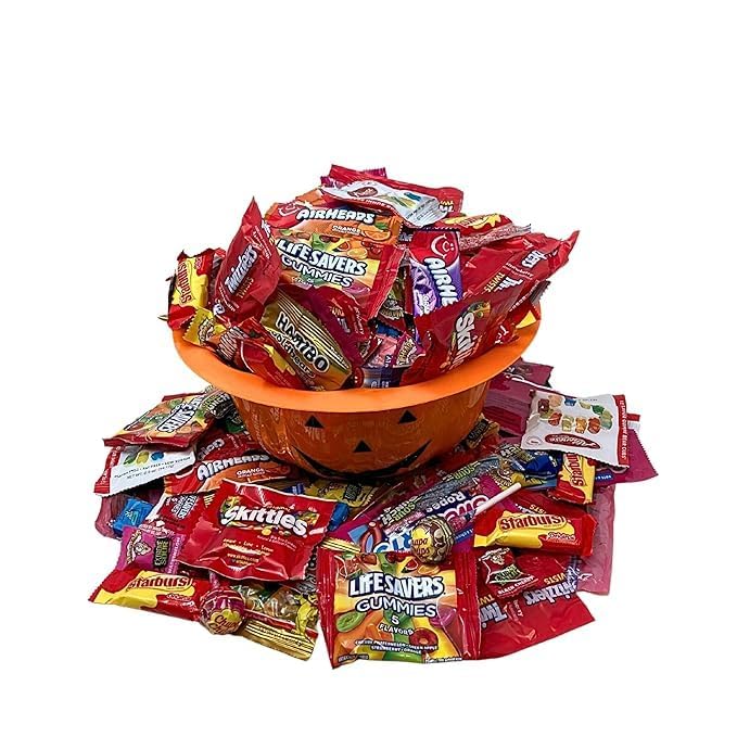 ASSORTED VARIETY BULK CANDY MIX 8.5 LB of Assorted Individually Wrapped Snack Size Candy Mix Skittles Starburst Haribo Jolly Ranchers and More for Pinata Filler Kids Parties and Office Candy